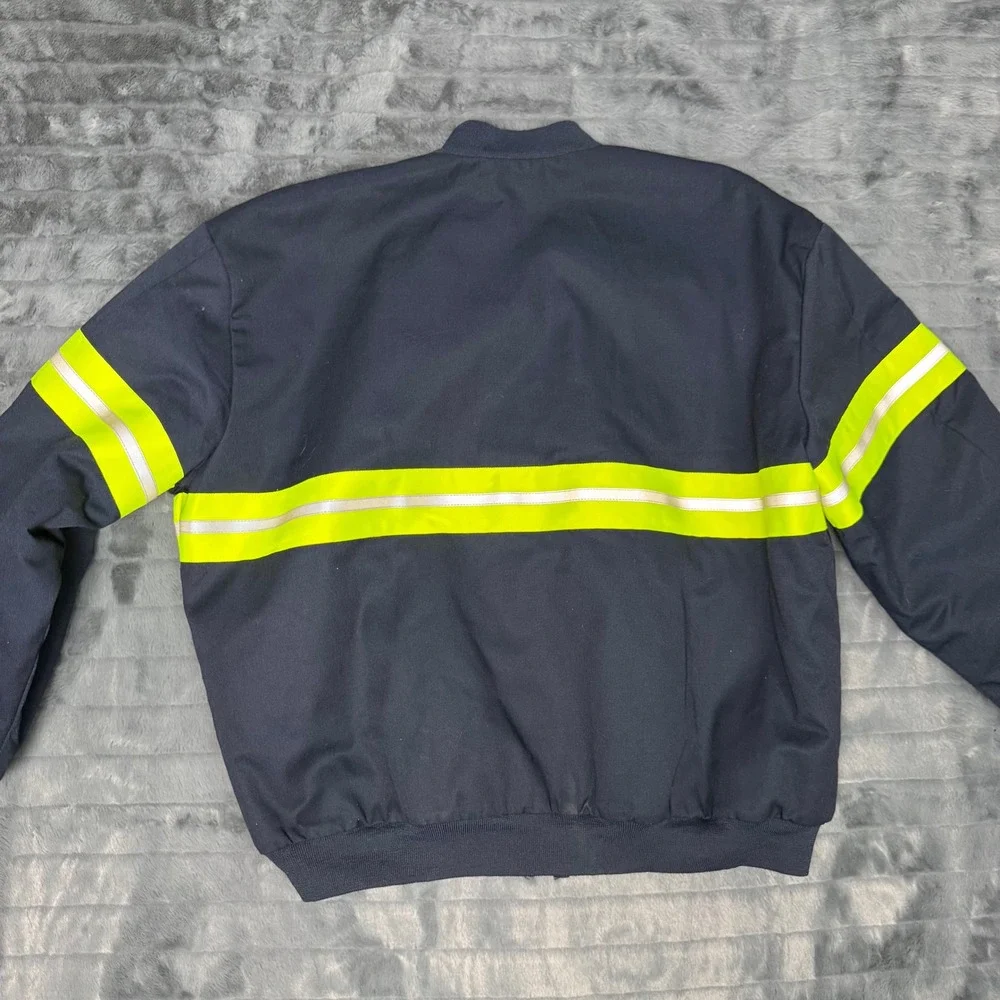UniWear UniFirst Mens XXL Navy Blue ADM Reflective Safety Work Bomber Jacket